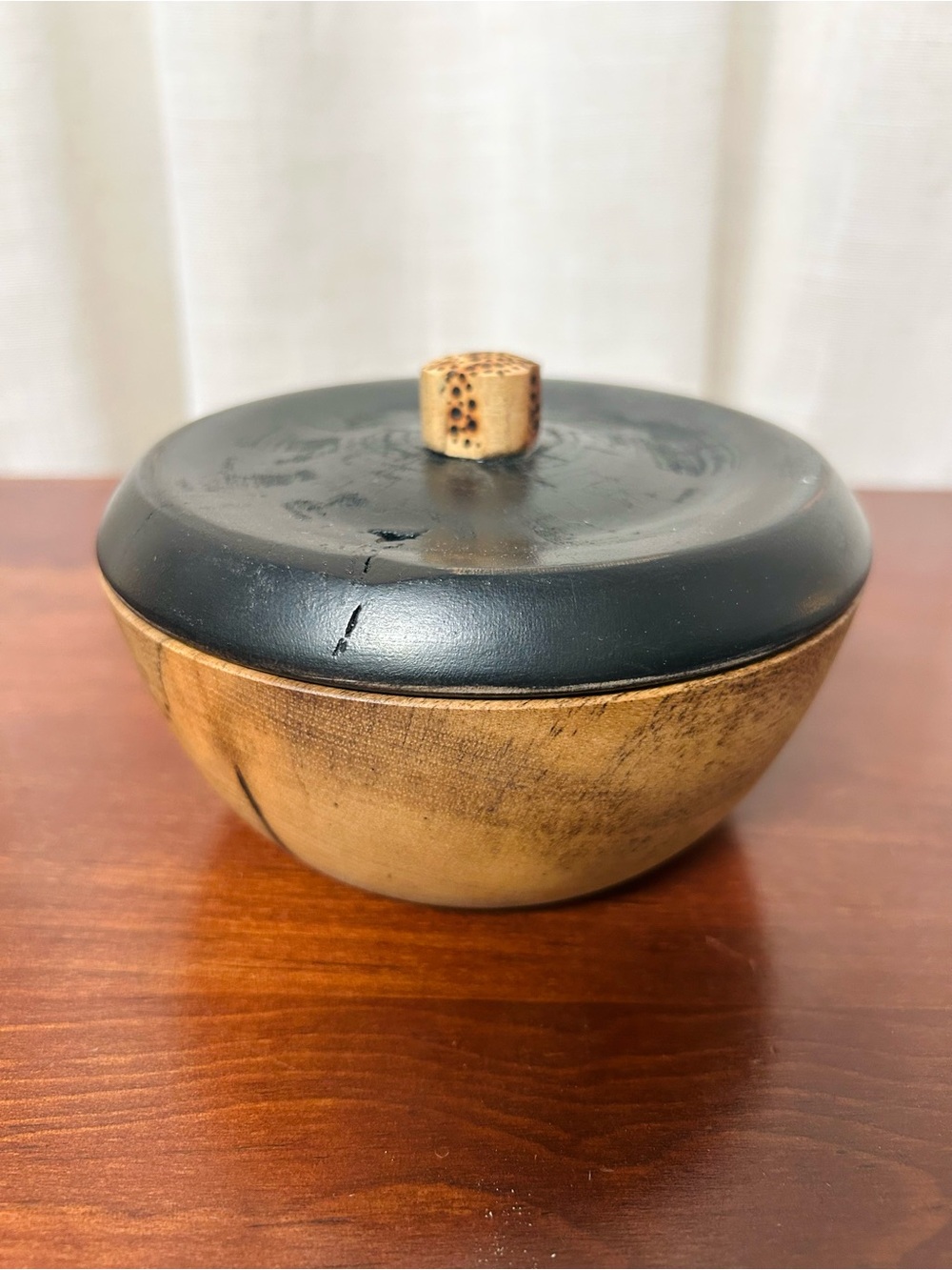 2C’s Designs and Woodworking Persimmon Wood Lidded Handmade Decorative Storage
